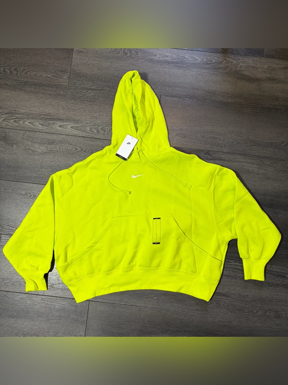 Nike Phoenix Fleece Oversized Hoodie Yellow Green DQ5860-389 Women's Size Large